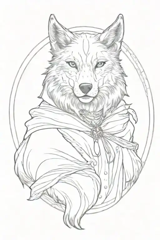 black wolf red riding hood  tattoo design idea