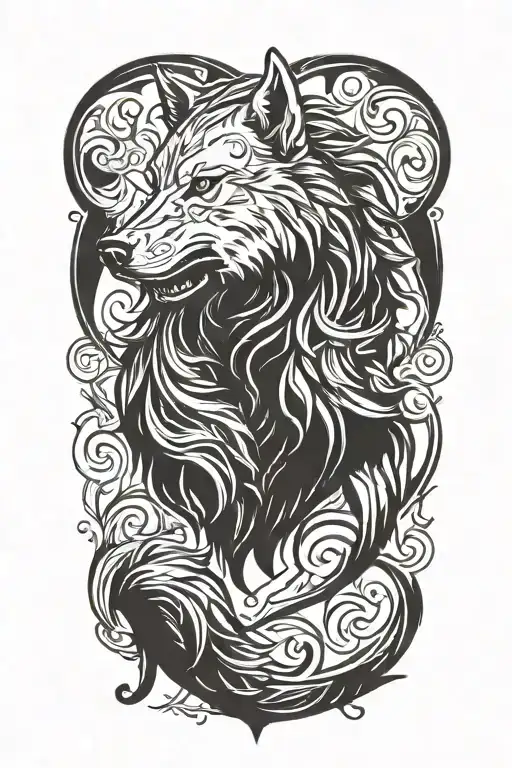 fenrir wolf tattoo design idea