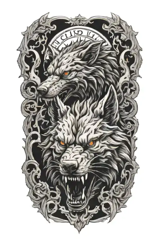 fenrir wolf tattoo design idea