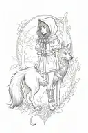 black wolf red riding hood  tattoo design idea