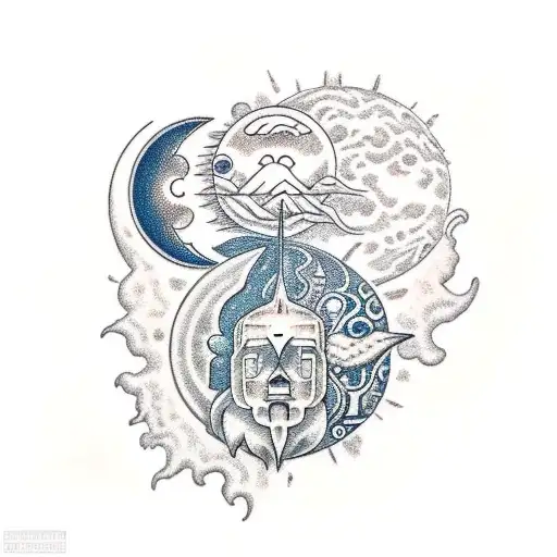 Sun and Moon tattoo design idea