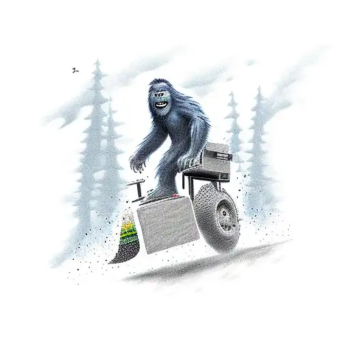 Sasquatch riding a bomb tattoo design idea