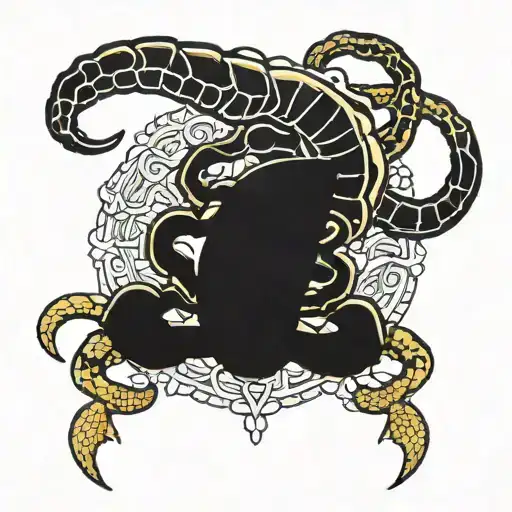 scorpion kills a snake tattoo design idea