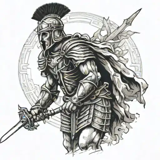 roman warrior tattoo design idea