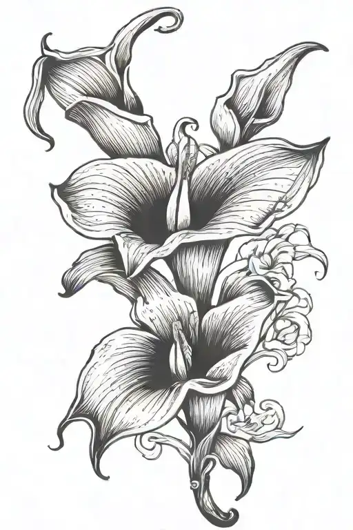 calla lily with amor fati memento mori text tattoo design idea