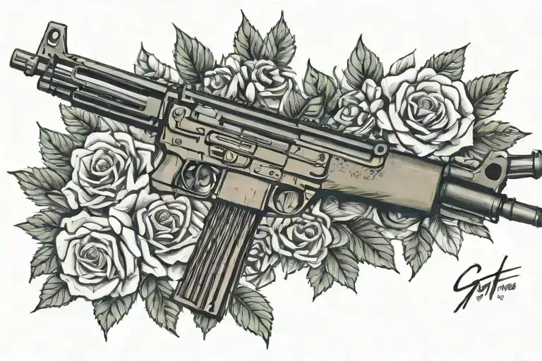 lower back design for female gta for roses ak47 and marijuana  tattoo design idea
