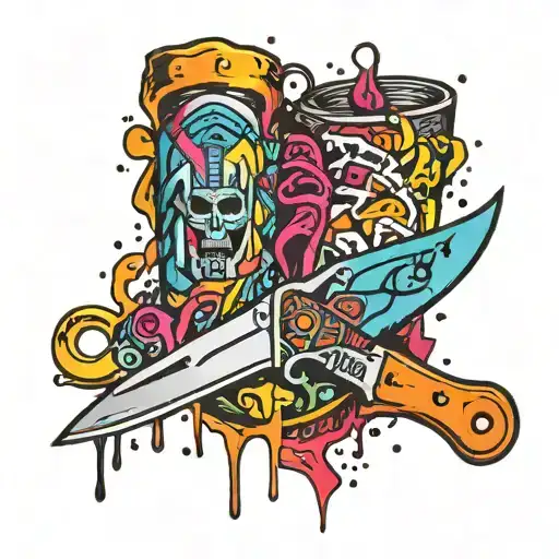 Scottish sock knife surrounded tattoo design idea