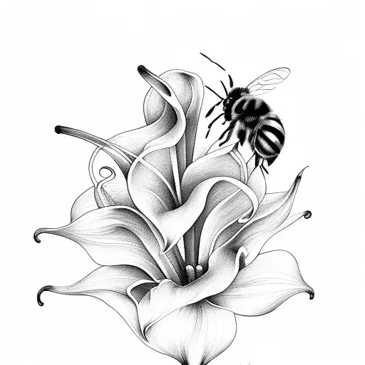 3 bumblebees with calla lillies  tattoo design idea