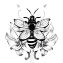 3 bumblebees with calla lillies  tattoo design idea