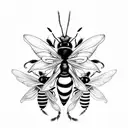 3 bumblebees with calla lillies  tattoo design idea