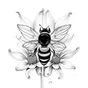 Three bumblebees flying around chrysanthemum and calla Lilly  tattoo design idea