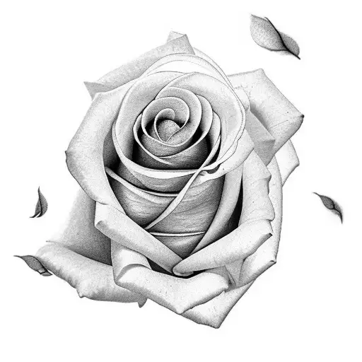 rose with stem, petals flying off in the wind.  tattoo design idea