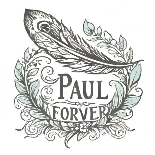 I love Paul forever  feather  tattoo design idea