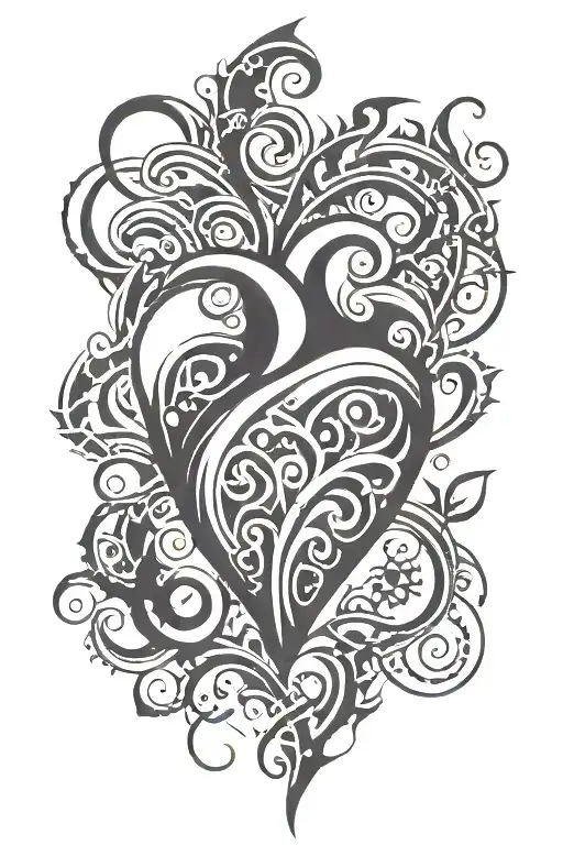 Tribal heart shape tattoo design idea