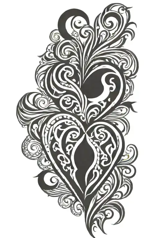 Tribal heart frame tattoo design idea