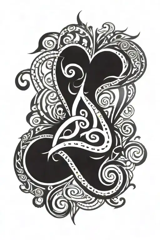 Tribal heart name written inside tattoo design idea