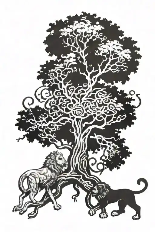 Design an upper arm tattoo with the tree of life, four seasons w/ Slovakian flag, Polish eagle, an archer and lion roots tattoo design idea