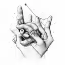 Hands (like the ones found between god and david on the sistine chapel) with a red string connecting them tattoo design idea