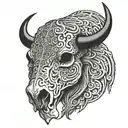 Buffalo skull side profile tattoo design idea