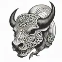 Buffalo skull side profile tattoo design idea