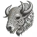 Buffalo skull side profile tattoo design idea