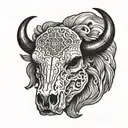 Buffalo skull side profile tattoo design idea