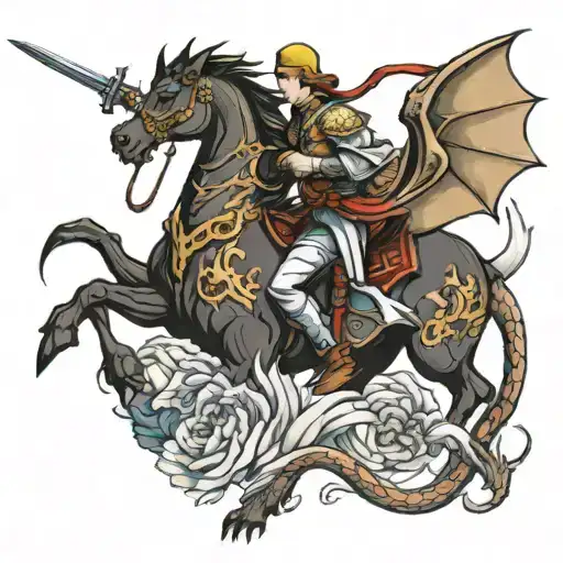 St George killing the dragon tattoo design idea