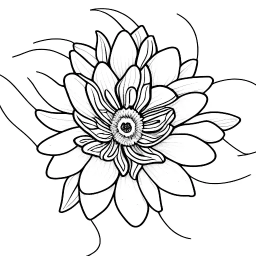 violet daisy narcissus flower tattoo design idea
