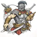 Roman warrior wielding a sword tattoo design idea