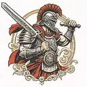 Roman warrior wielding a sword tattoo design idea