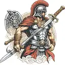 Roman warrior wielding a sword tattoo design idea