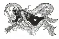 diver fighting giant squid tattoo design idea