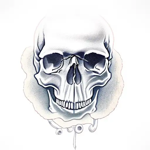 Skull with Mushrooms tattoo design idea