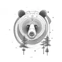 Bear face with trees in background  tattoo design idea
