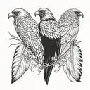 Three feather: one from an eagle, one from a falcon and one from a raven. The raven feather must be in the middle. tattoo design idea