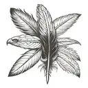 Three feather: one from an eagle, one from a falcon and one from a raven. The raven feather must be in the middle. tattoo design idea