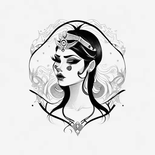 bold line hair dark empress  tattoo design idea