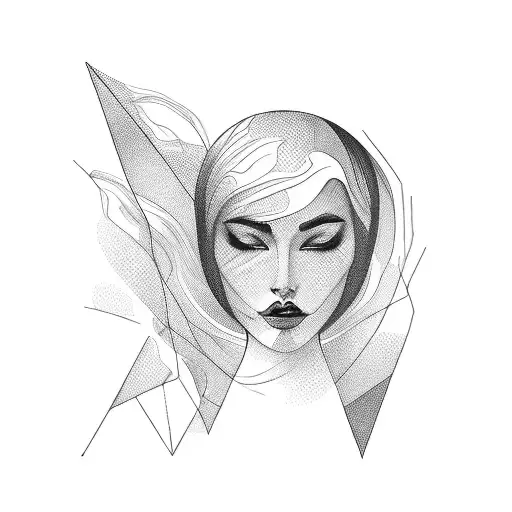 bold line woman front  tattoo design idea