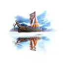 viking ship water reflection storm tattoo design idea