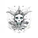 siren mermaid sucking skull and sharks tattoo design idea