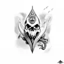 siren with skull and sharks tattoo design idea