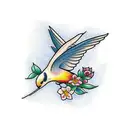 swallow with flowers tattoo design idea