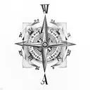 Rose clock compass tattoo design idea