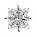 Rose clock compass tattoo design idea