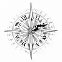 Rose clock compass tattoo design idea
