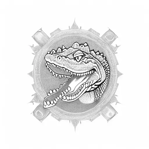 alligator and film strip  tattoo design idea