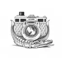 Alligator with camera tattoo design idea