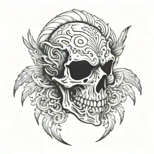 A skull with a vulture eye tattoo design idea