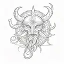 viking tattoo design with a small alien head and the number 369 woven into it tattoo design idea