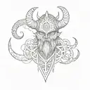 viking tattoo design with a small alien head and the number 369 woven into it tattoo design idea